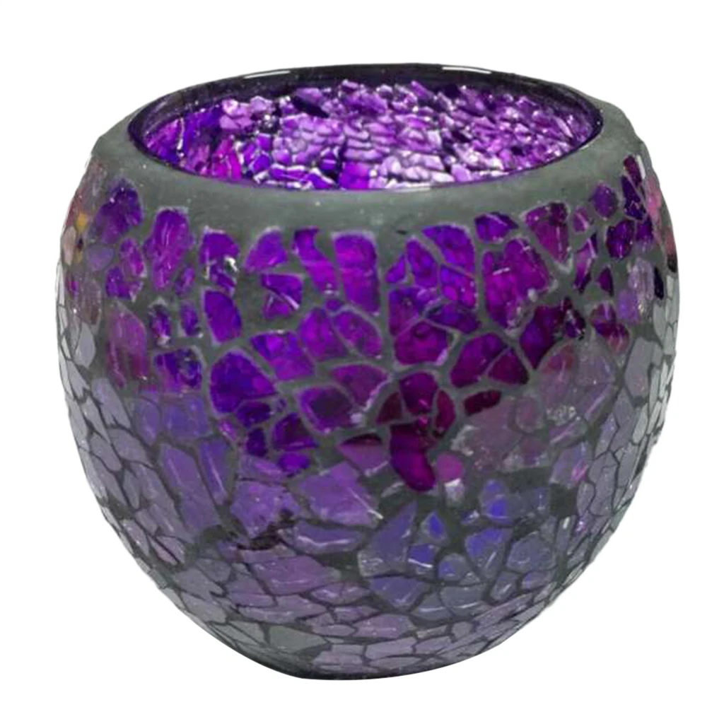 Handmade Mosaic Stained Glass Candle Holder Tea Light Succulent Planter Small Plant Flower Pot