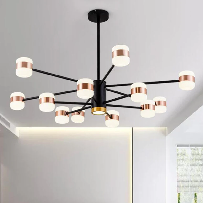 Modern nordic chandeliers lighting 6-16 heads creatvie black rose gold led ceiling hanging lamp for living dining room bedroom