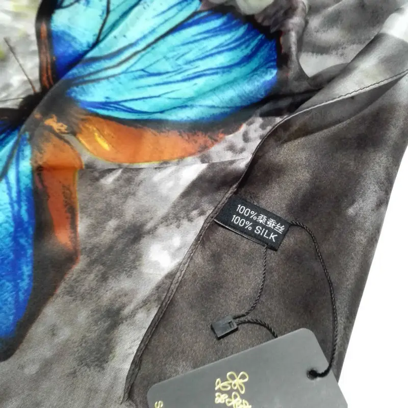 Визуальные оси шелковый шарф бесконечность Новая мода Большая Бабочка печать Снуд шарф-кольцо для женщин/дам