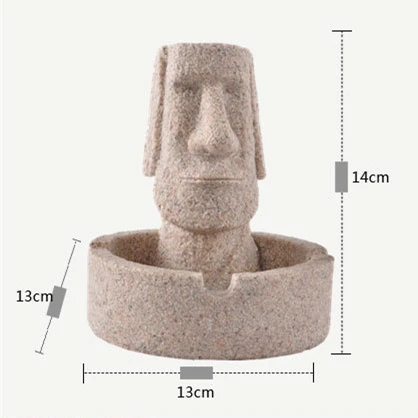 Современный домашний декор Пасхальный день украшение стола остров моаи статуэтки камень Pukao статуэтки старинные творческие подарки на год лицо - Цвет: Ashtray