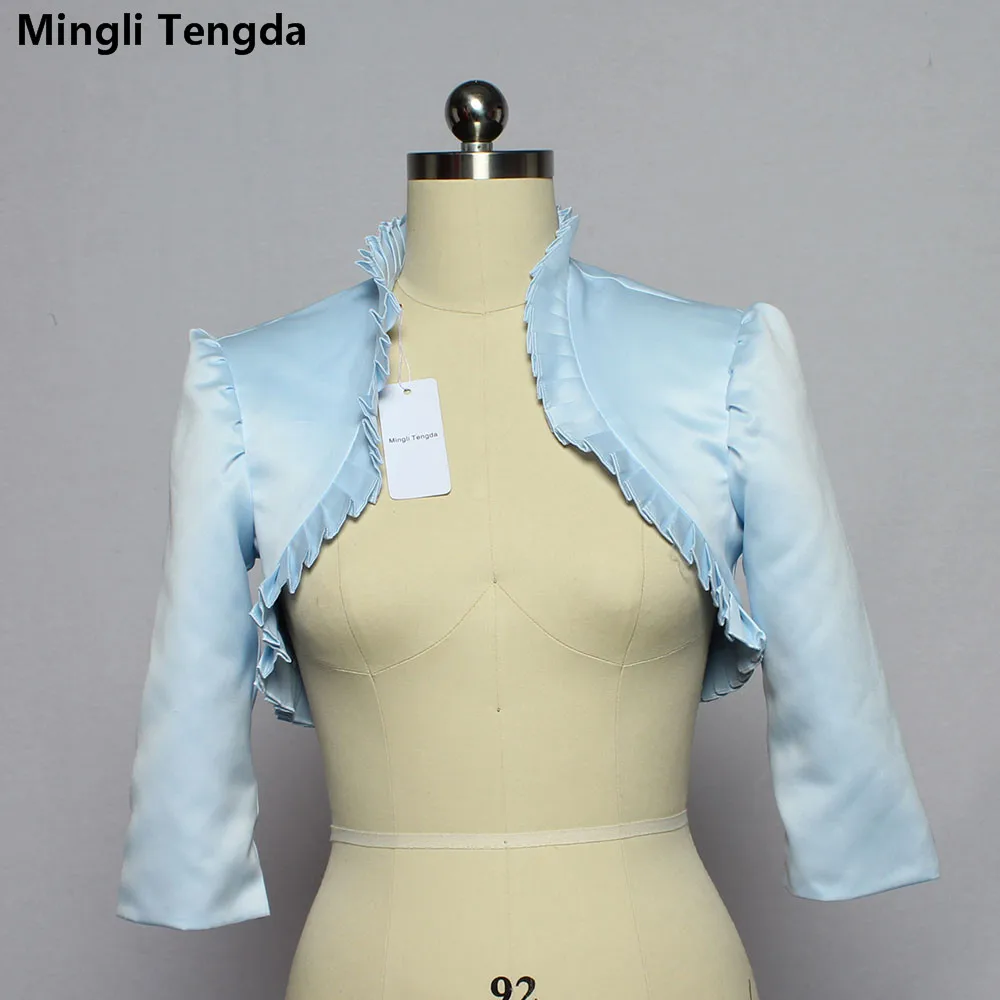 Wedding Shawl Mingli Tengda Wedding Bolero Wraps Bridal Jacket Cape 3/4 Sleeves Wavy Ruffle