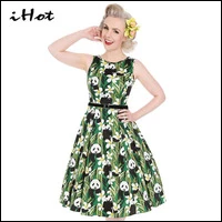 IHOT-vintage-dresses-50s-60s-Women-Summer-boat-neck-Sleeveless-Rockabilly-Floral-panda-Printed-casual-vestidos