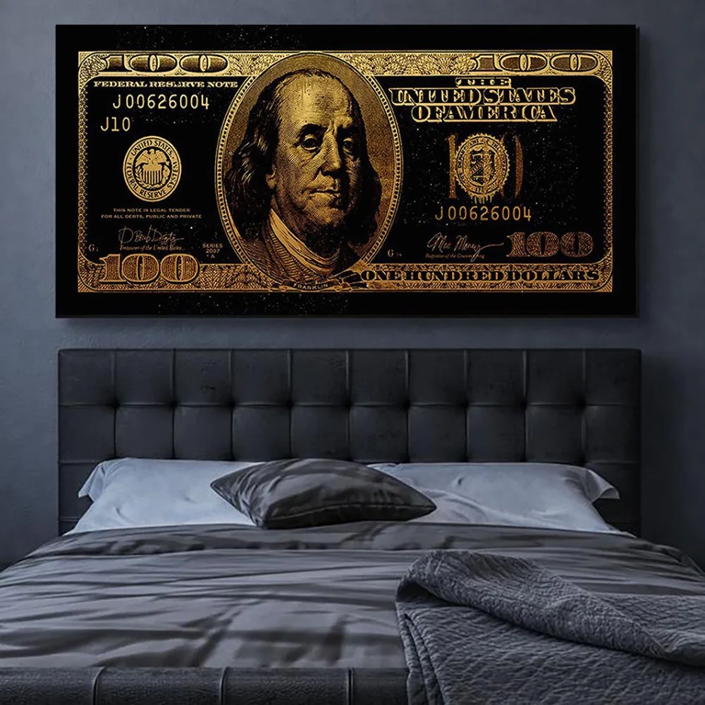 Home Decor Wall Painting Poster Dollar Gold Morden Canvas Poster Wall Pictures For Room Canvas Art Paintings Drop Shipping