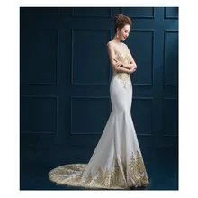 Neue Ankunft Glamorous Weiß Prom Kleid Mit Gold Appliques Lange Foraml Evening Kleid Benutzerdefinierte vestido de festa gala jurken
