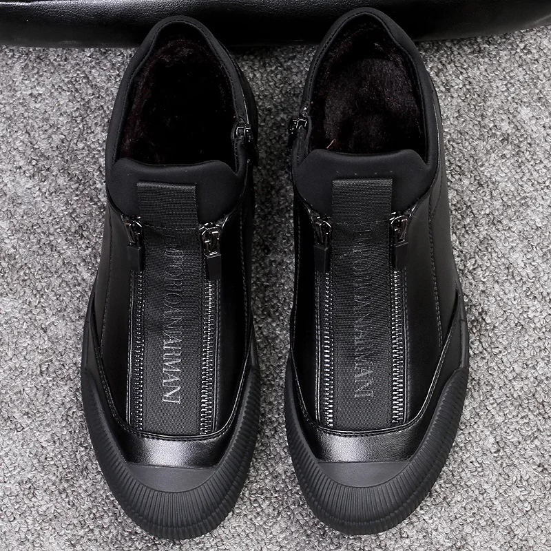 

CNFIIA 2019 Spring Fur Warm Loafers Slip-on Men Shoes Men Leather Designer Fashion Black Shoes Male Luxury Footwear Brand Loafer