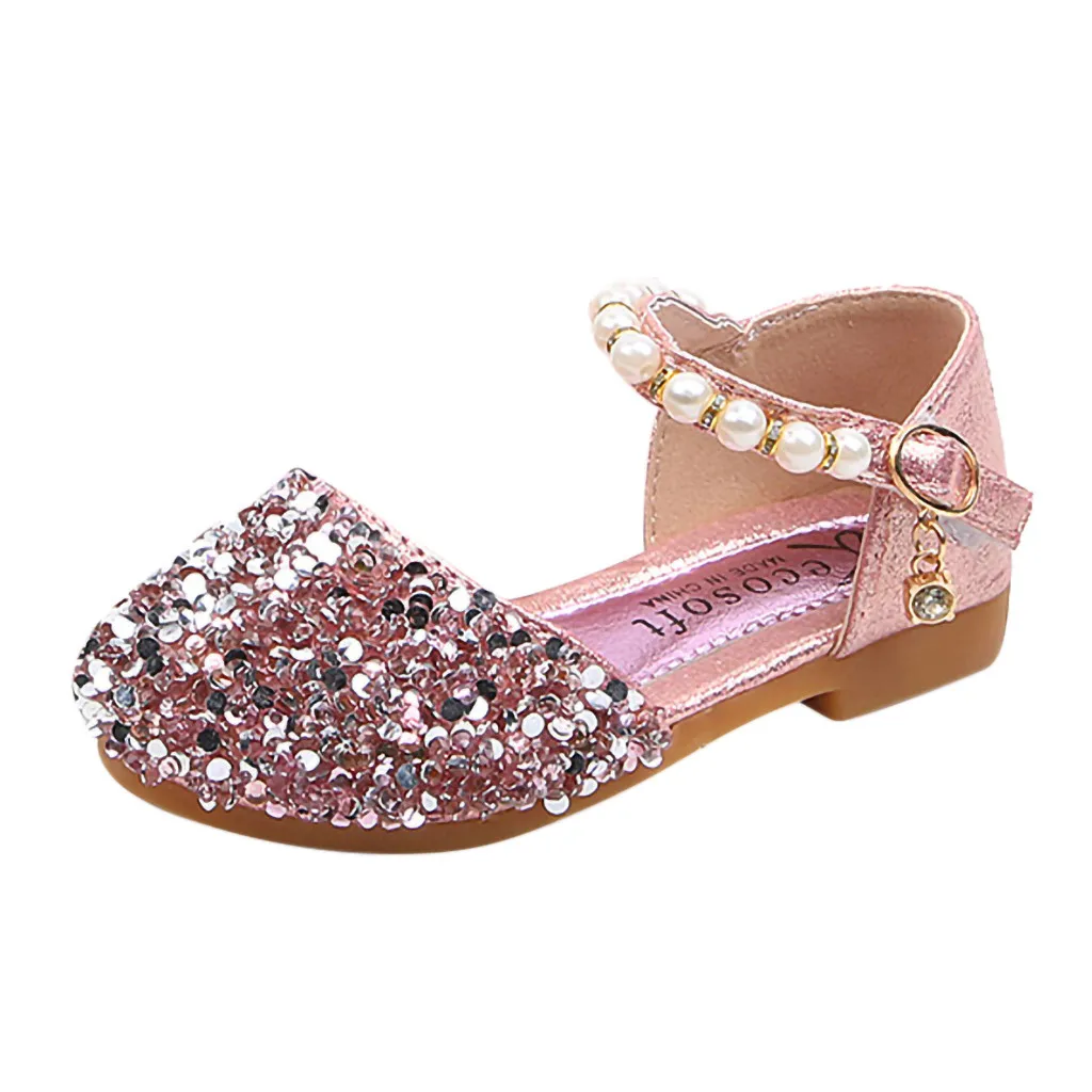 

Peridemes Mini Sandals for Children with Pearl Bling Bling Stylish Shoes for Kids Fashion Sequins Single Princess Shoes Sandals