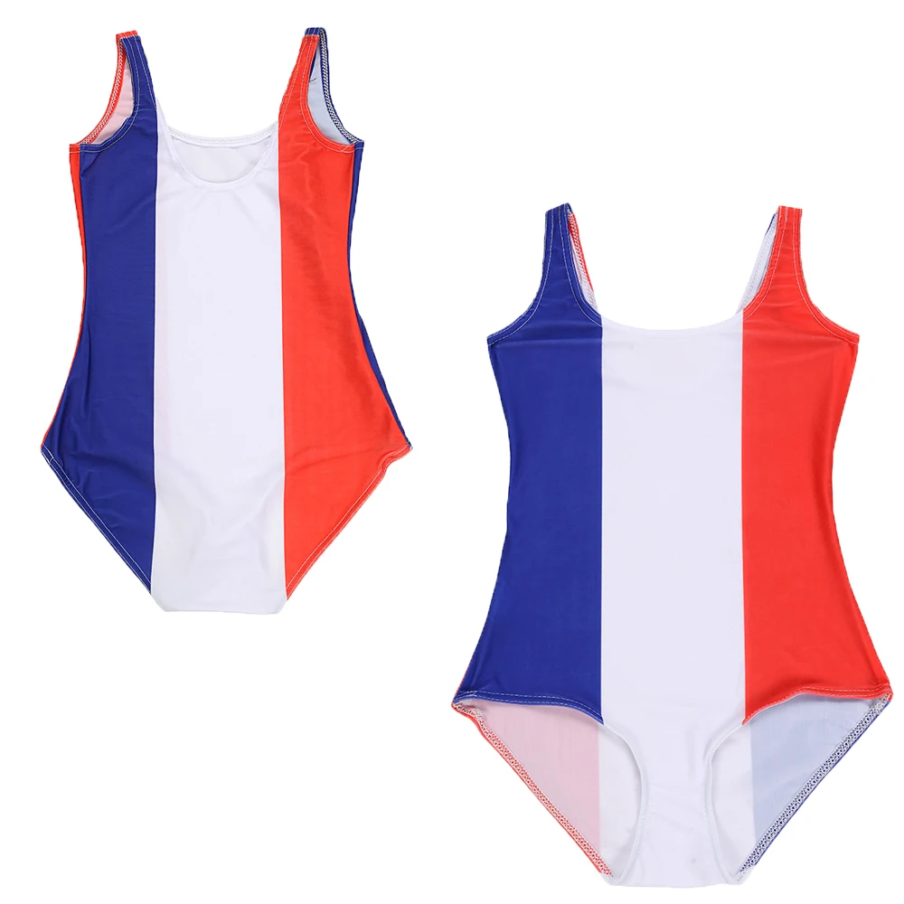Flag Of France One Piece Swimsuit French National Flag Print Swimwear