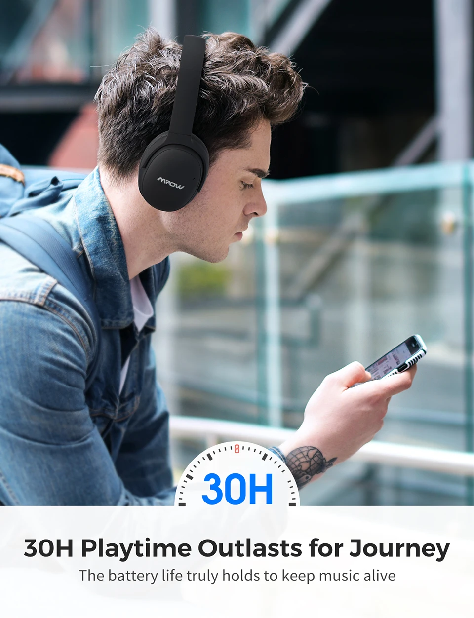 Mpow H10 ANC беспроводные наушники Bluetooth гарнитура с шумоподавлением hi-fi стерео звук двойной микрофон с 30H время воспроизведения для телефона PK H5
