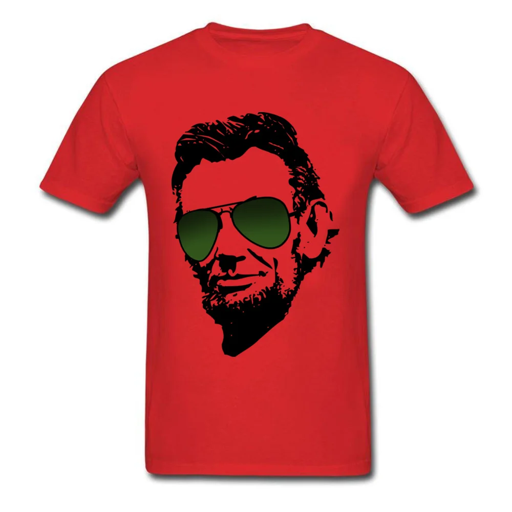 Normal Cool Abe Lincoln in aviators Men T-Shirt Fashionable Lovers Day Short Sleeve Crew Neck Cotton Tops & Tees Tee Shirt Cool Abe Lincoln in aviators red