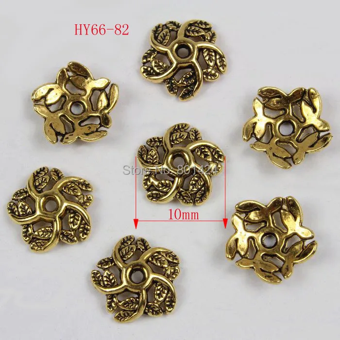 150pcs 66 82 antiquated Gold Tone Flower Bead Caps 10mm leaf beads for