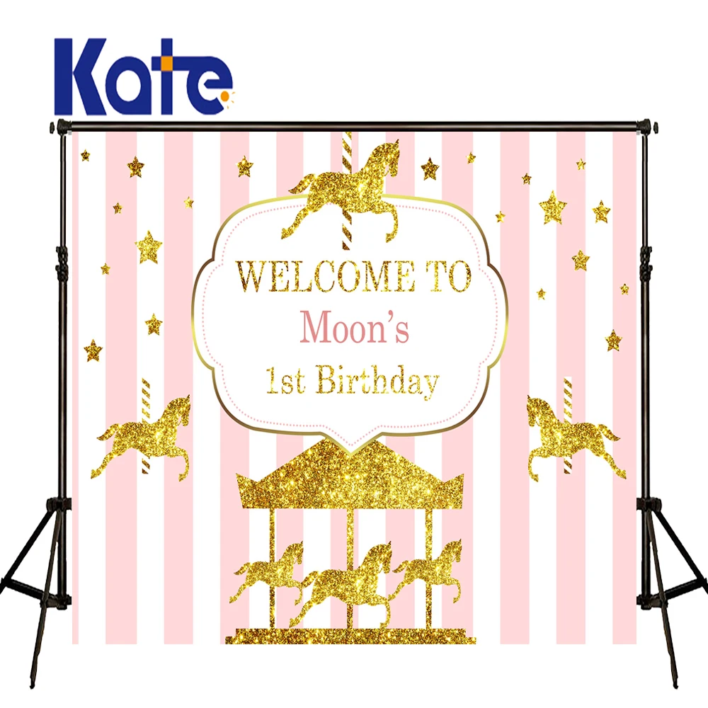 

KATE Photo Background Birthday Custom Photography Backdrop Unicorn Party Backdrop Pink And White Striped Backdrop