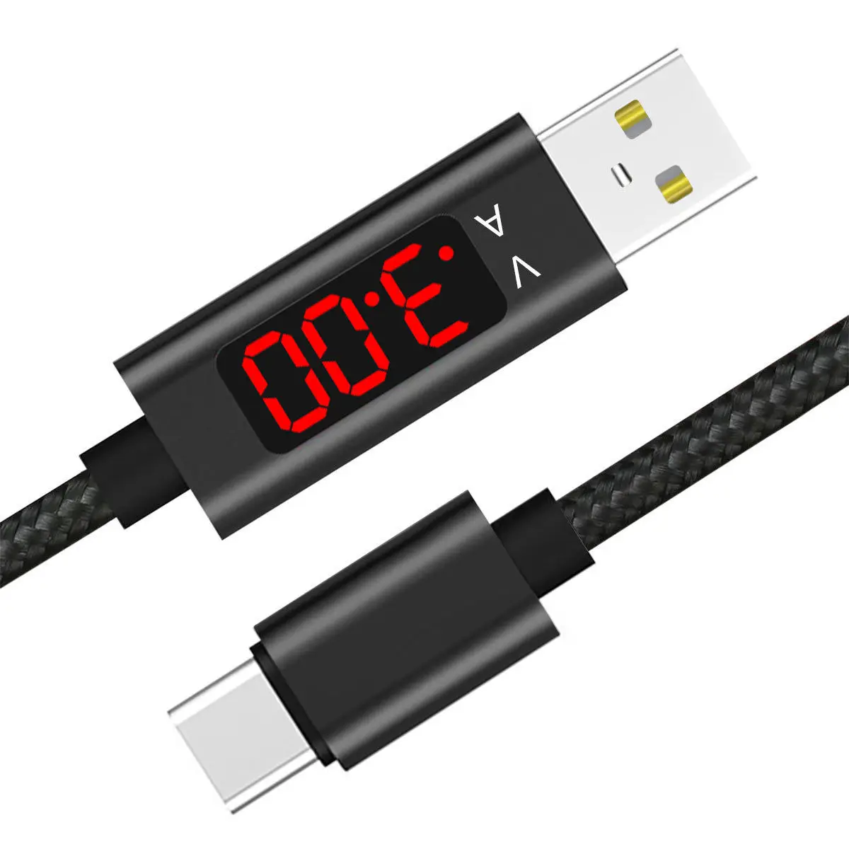 Светодиодный кабель для зарядки USB type-c с синхронизацией напряжения тока для samsung Android