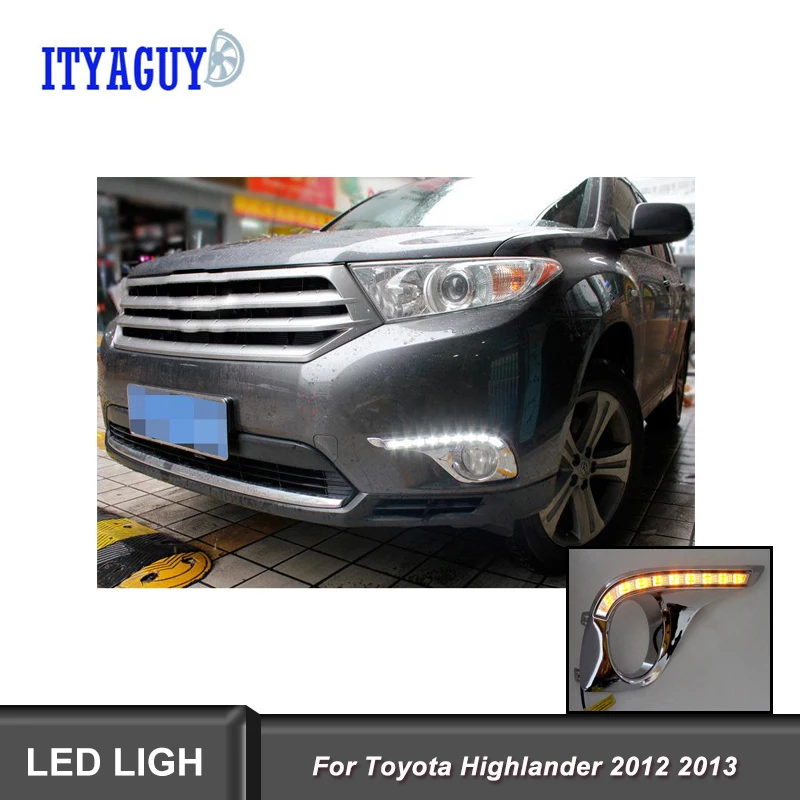 

Waterproof and Turn Signal Style Relay 12v LED CAR led Running Lights With Fog Lamp Hole For Toyota Highlander 2012 2013