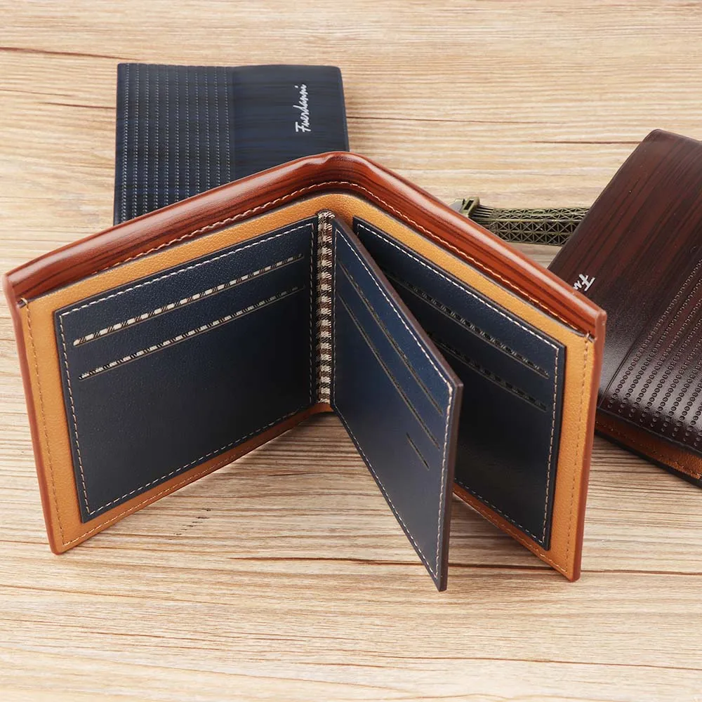 

1PC Fashion Men Billfold Short Wallet PU Leather Money Clip Credit Card Clutch Purse Pockets Portable Coin Pockets 2018 New