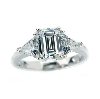 

3Ct Emerald Cut Excellent Cut Engagement Jewelry Diamonds Ring 925 Sterling Silver Jewelry White Gold Color