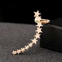 Романтические женские серьги, модные 9 звезд, цинковый сплав, Кафф для ушей, подарок для девушек, изогнутые ювелирные изделия, аксессуары, клипсы, серьги
