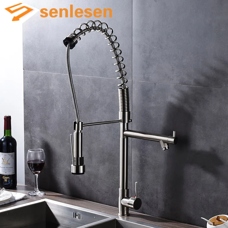 

Newly Product Kitchen Mixer Faucet Brushed Nickel Spring Water Taps for Kitchen Single Handle Hole