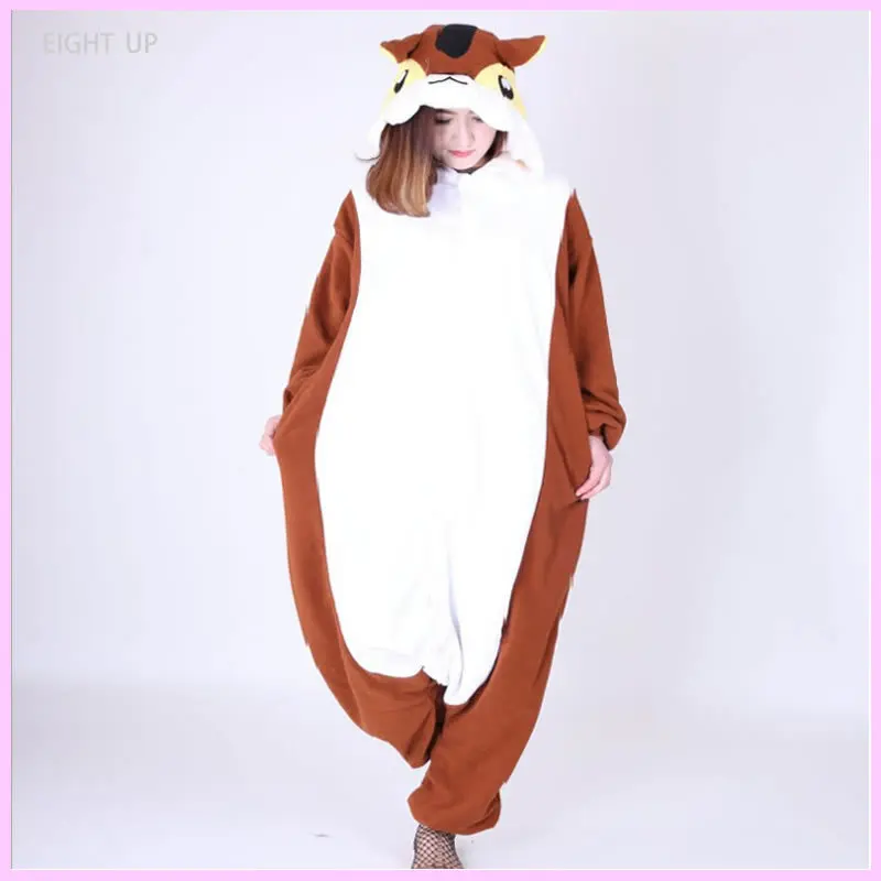 

Kigurumi Cosplay coffee orange squirrel Cartoon pajamas Unisex animal jumpsuit costumesl Sleepwear Piece Halloween Costume
