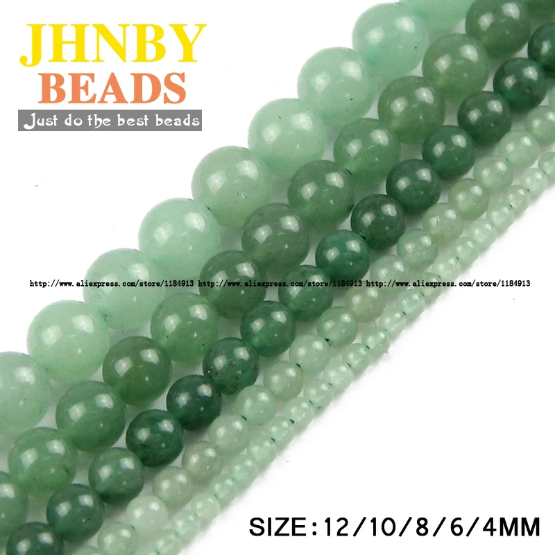

JHNBY Natural Stone Green Aventurine beads Round Loose beads ball 4/6/8/10/12MM Handmade Jewelry bracelet making DIY wholesale