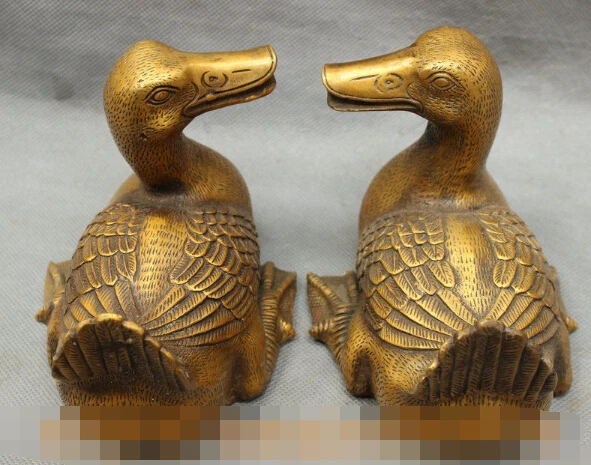 

S0447 Folk Chinese Bronze Auspicious Loving Partner Duck Animal Home Art Statue Pair discount 30% (C0324)
