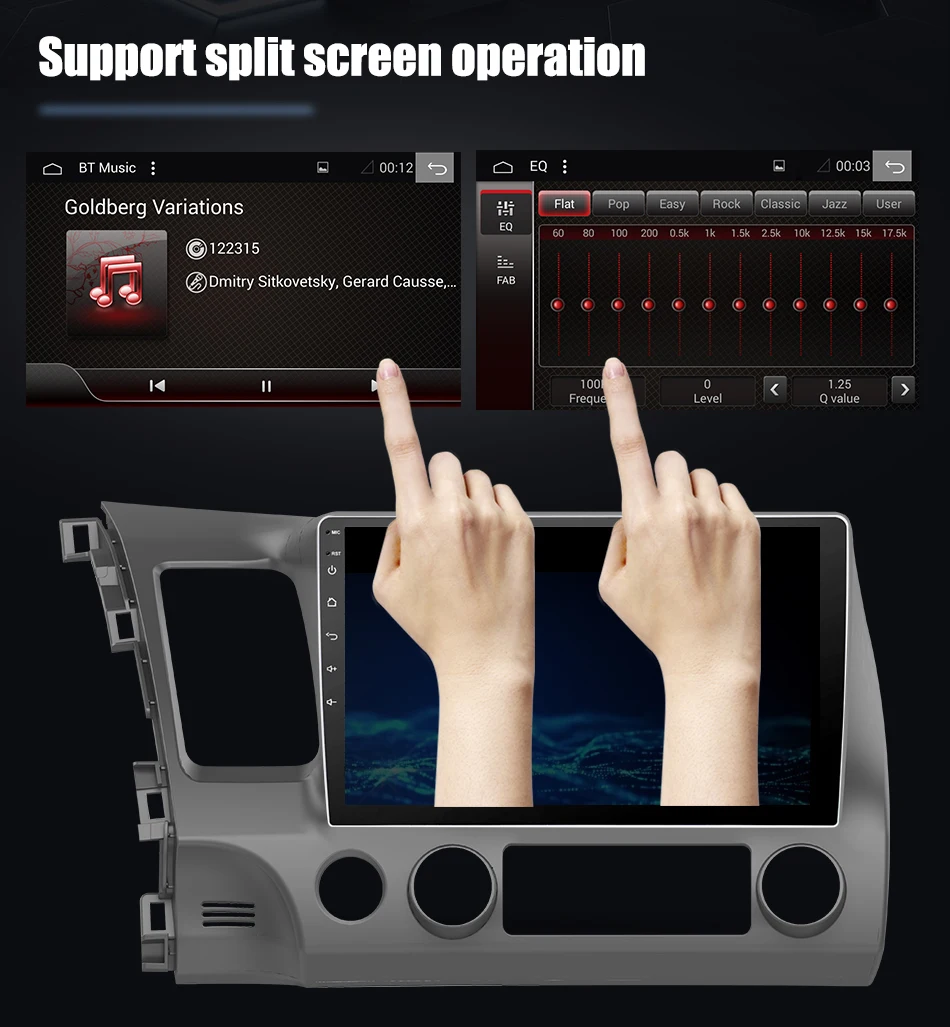 Excellent Eunavi 4G+32G Android 9.0 4G Car Radio Multimedia Video Player Navigation GPS For Honda Civic 2006-2011 2 din dvd raido PX6 17