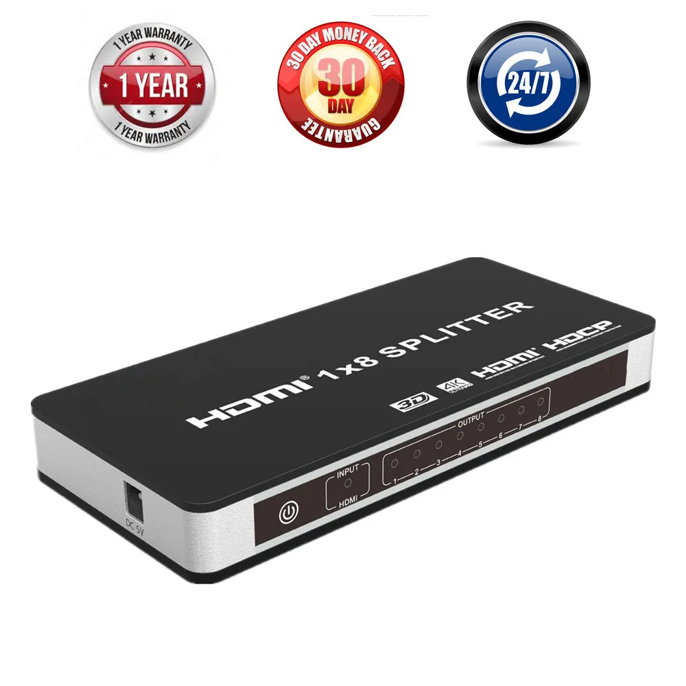 HDMI 2.0 HDCP 2.2 1x4 1X8 HDMI Splitter 1 Input 4/8 Output 4K@60Hz HDMI Splitter Amplifier Switch Box For Apple TV PS3 DVD HDTV