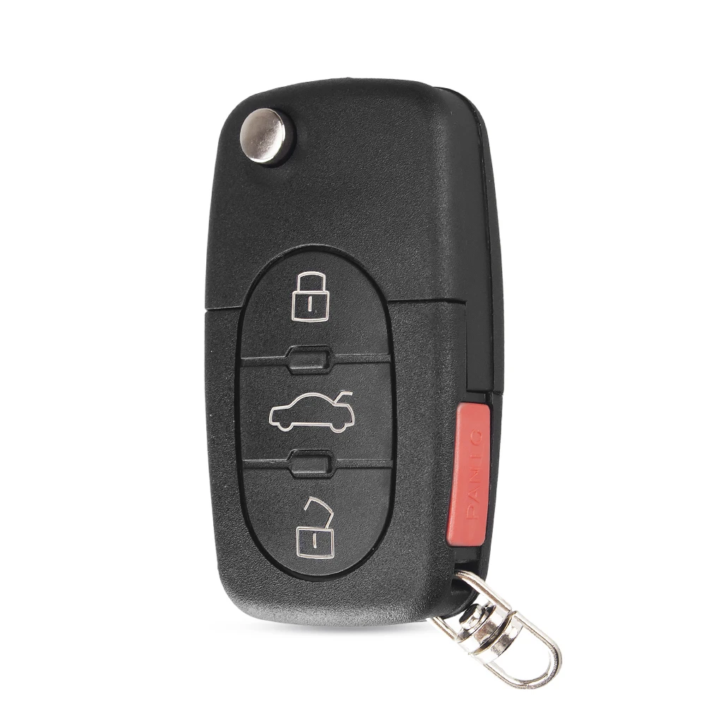 KEYYOU Складной флип дистанционного ключа автомобиля оболочки чехол подходит для Audi A4 A6 A8 TT Quattro S4 S6 S8 3+ 1 Тревожные кнопки CR2032 Замена