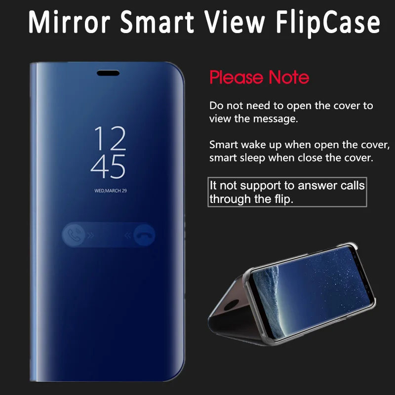 Для Samsung S6 S7 край S8 S9 плюс A3 A5 A7 J3 J5 J7 Note 4 5 8 чехол умный зеркальный флип-чехол кожаный чехол с подставкой