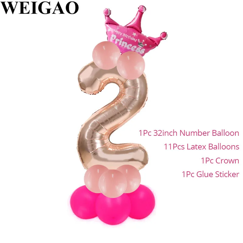 WEIGAO 14 шт воздушные шары в форме цифр номер фольги Воздушные шары воздушный шар на день рождения 1 день рождения декор воздушный шар рисунок DIY шар поставки - Цвет: Pink 2