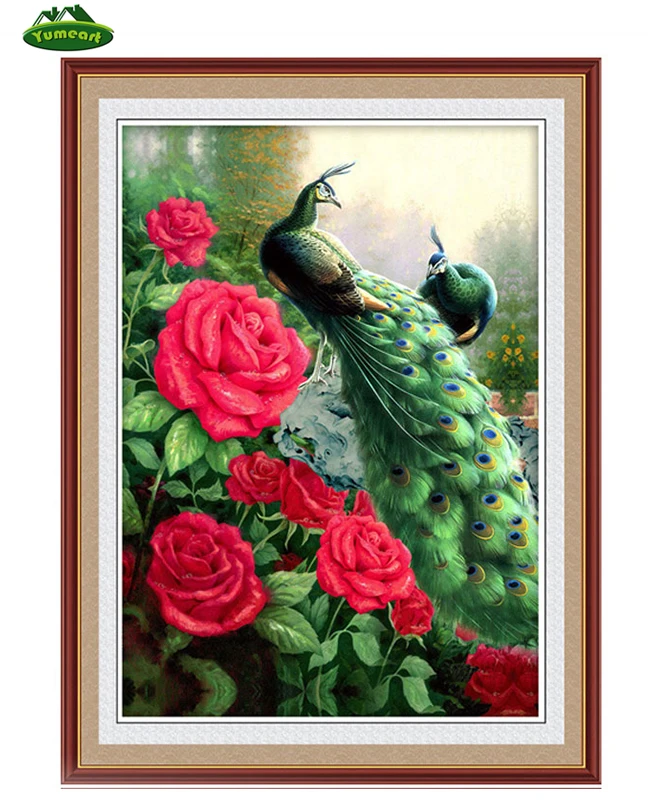 

5D DIY Diamond Embroidery Paintings Rhinestone Pasted Cross Stitch Animal Peacock Rose Handicraft Diamond Mosaic Room Decoration