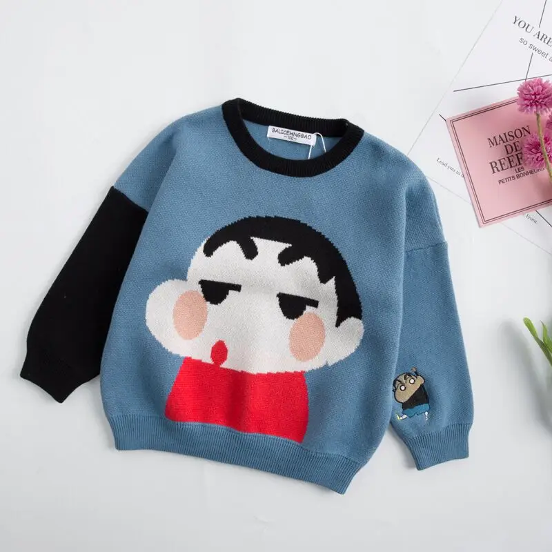 

2019 New Boys Girls Sweaters Cartoon Embroidery Baby Sweaters Cotton Winter Kids Knitwear For Children's Sweater Coats