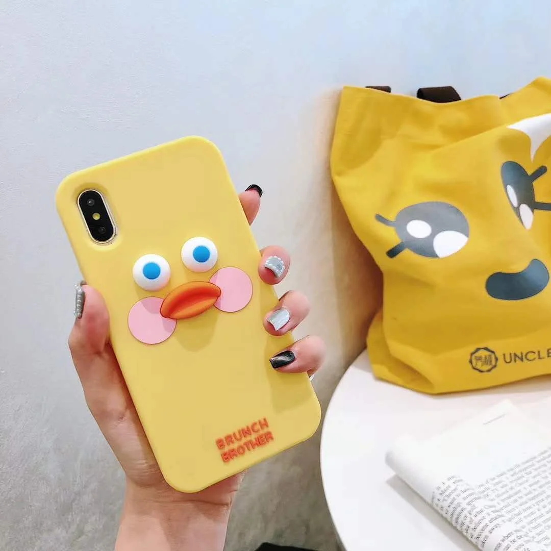 Чехол для телефона с объемным мультяшным рисунком happy duck iphone X XS Max XR 6 6s 7 8 plus модный