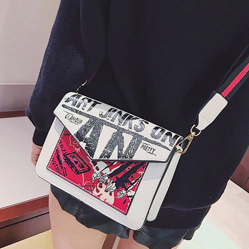 Women Cartoon printing Messenger Bags Girl's slant bag pu Handbags Clutch Bag Bolsa Feminina mochila Bolsas Female sac a main