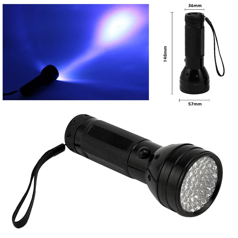 UV Flashlight Blacklight 51LED 395nm Ultra Violet Light Scorpion Detector Hunter 