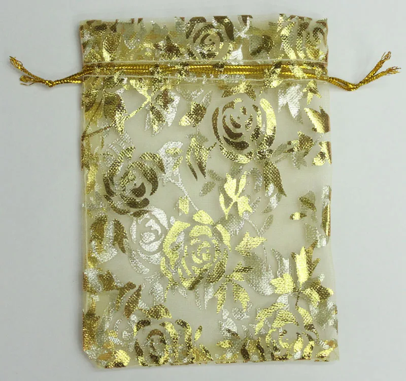 RE 100 шт./лот, 7x9 см-20x30 см, розовое золото, бронзированные сумки из органзы, золотые упаковочные сумки для ювелирных изделий, свадебные подарочные мешки для конфет