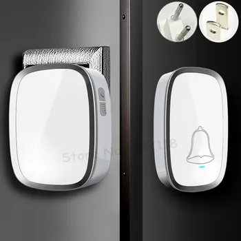 

One lot/2PCS EU/US Plug-in Waterproof Wireless Doorbell Smart 36 Chime LED Flashing Light Electric Door Bell 1 Doorbells Button