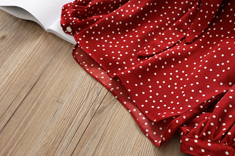 Camisas para Bebê Meninas Chiffon Camisa Blusa Vinho Vermelho Dot Manga Longa Primavera Menina Básico Roupas 2020 Crianças Bonito Topos 23 Online shopping