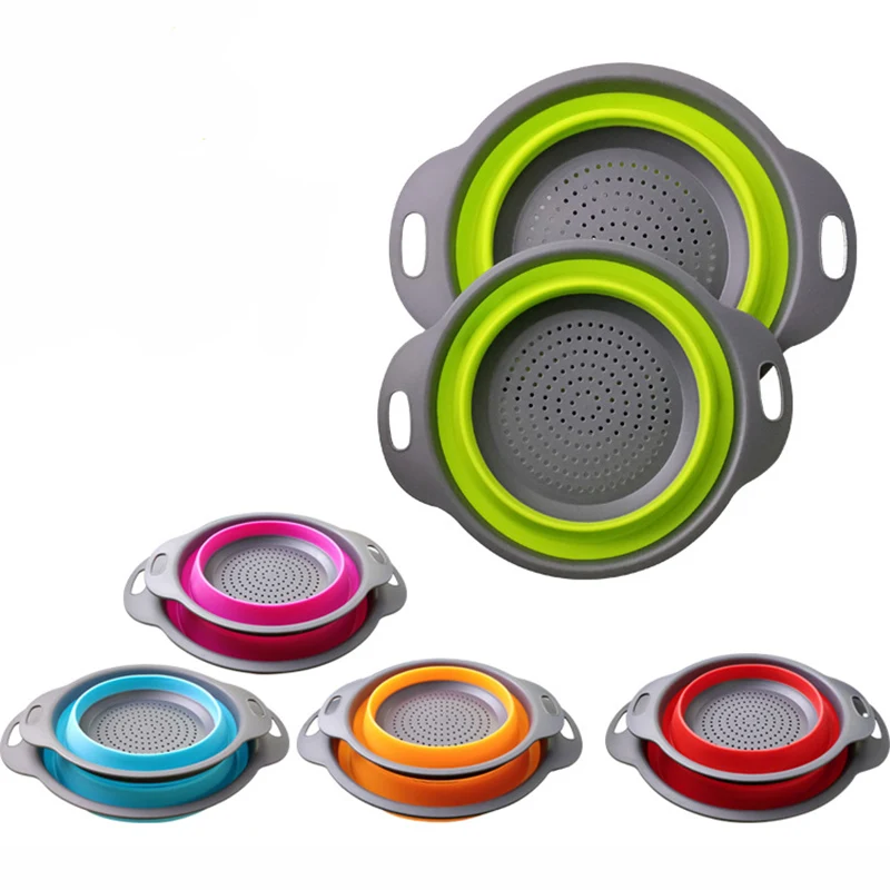 

1Pc Silicone Folding Drain Basket Foldable Silicone Colander Fruit Vegetable Washing Basket Strainer Strainer Collapsible Coland