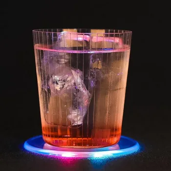 

LED round glass cushion acrylic crystal light cocktail glass cushion drink light dazzle LED bar mat