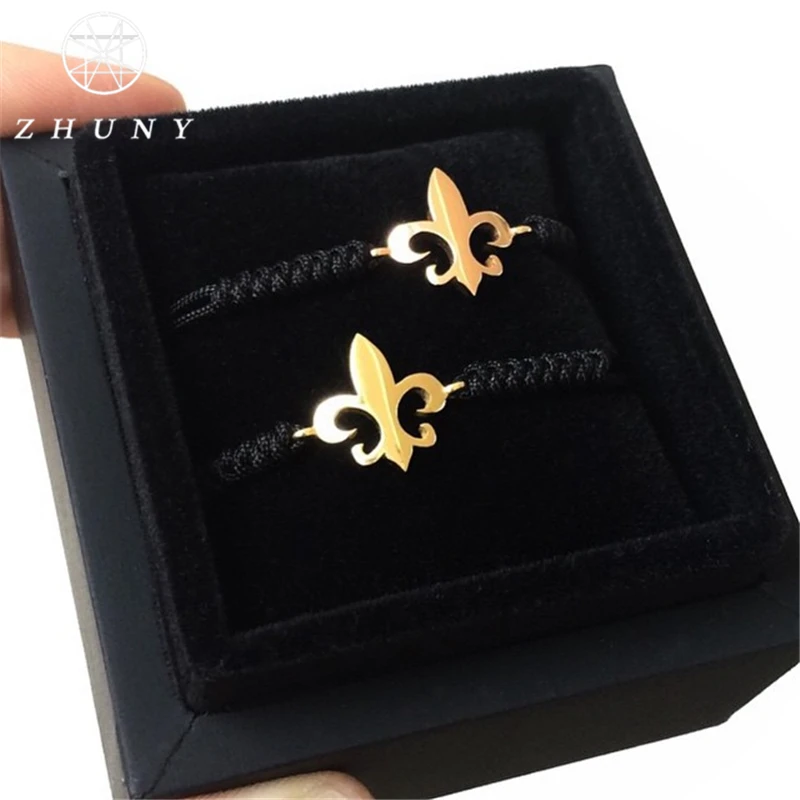 ZHUNY класса люкс Fleur De Lis Плетенный макраме браслет CZ бусины с якорем для мужчин и
