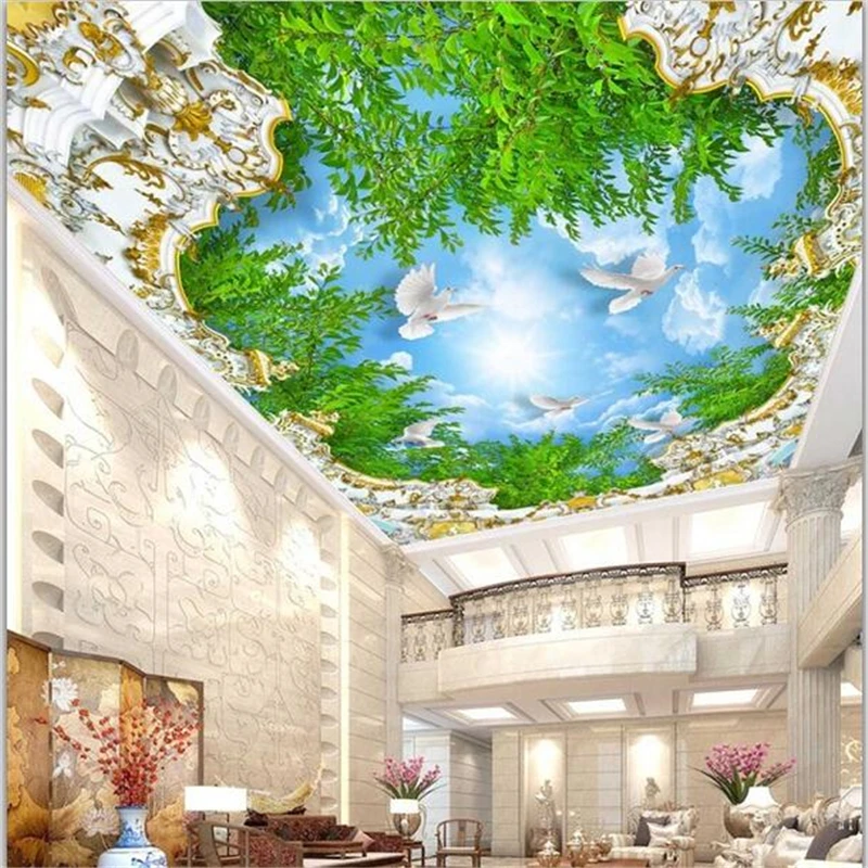 Wellyu Ozel Duvar Kagidi 3d Duvar Uc Boyutlu Tavan Zenith Mavi Gokyuzu Oturma Odasi Avrupa Tavan Duvar Kagidi Papel De Pared Papel De Parede De Paredecustom Wallpaper Aliexpress