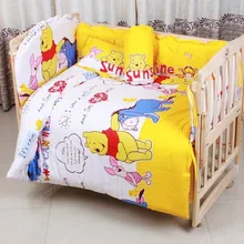 Промо-акция! 6 шт. медведь хлопок Детские кроватки наборы 1 предмет детские постельные принадлежности для кроватки комплект(3 бампер+ матрац+ подушка+ одеяло