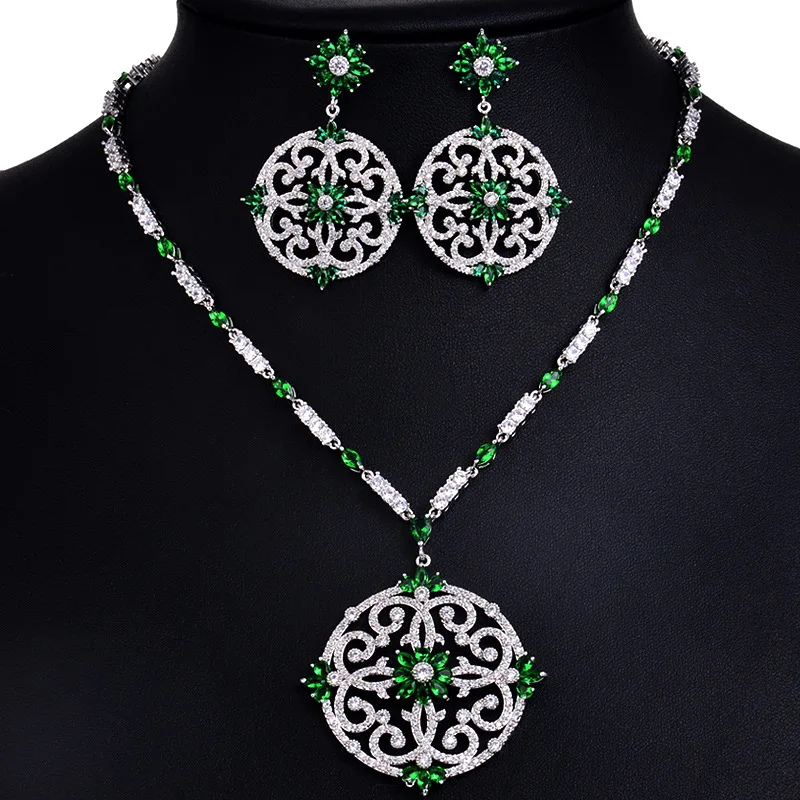 

Hotsale New luxury bridal jewelry set white gold color AAA cubic zircon big flower vintage wedding jewelry set Christmas gift