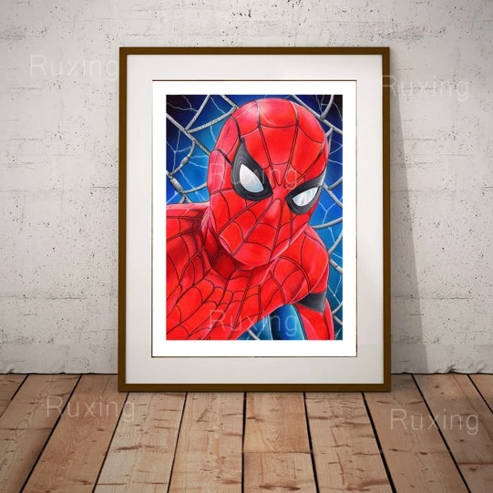

Ruxing 5D DIY Diamond Embroidery Spiderman Diamond Painting Cross Stitch Round Drill Mosaic Home Decoration