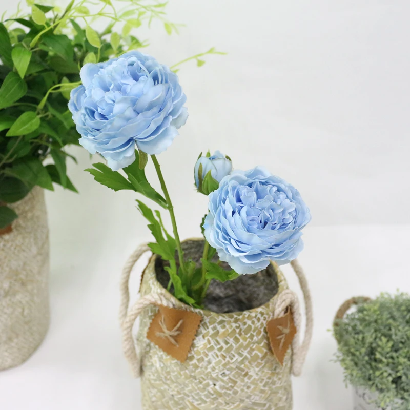 JAROWN Artificial 3 Heads Peony Flowers Branch Simulation Silk Fake Rose Flower For Wedding Decorations Home Party Decor Floers (9)