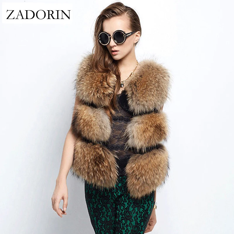 

ZADORIN Autumn Winter Fashion Women Faux Fur Vest Sleeveless Raccoon Dog Fur Vests Gilet Manteau Fourrure Femme Waistcoat S-2XL