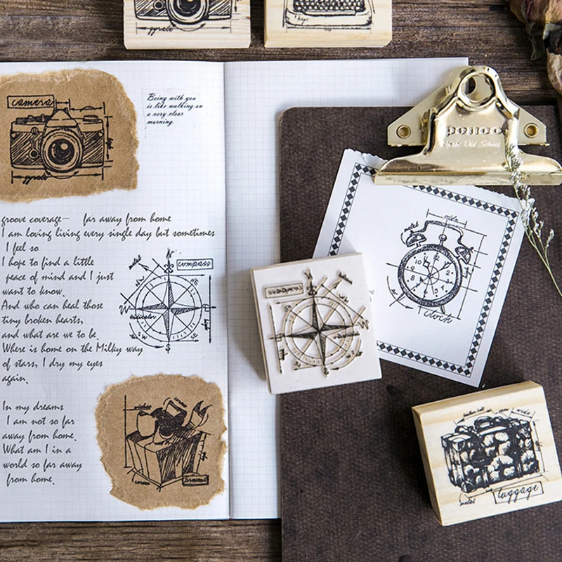 Деревянный штамп старинные серии рукописи древесины резиновые руки книгу альбом Дневник украшения DIY