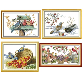 

Joy Sunday,birds,cross stitch embroidery set,printing cloth embroidery kit,needlework,birds pattern embroidery cross stitch kit