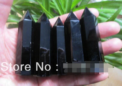 

A 5 NATURAL PRETTY OBSIDIAN QUARTZ CRYSTAL POINTS (0601)