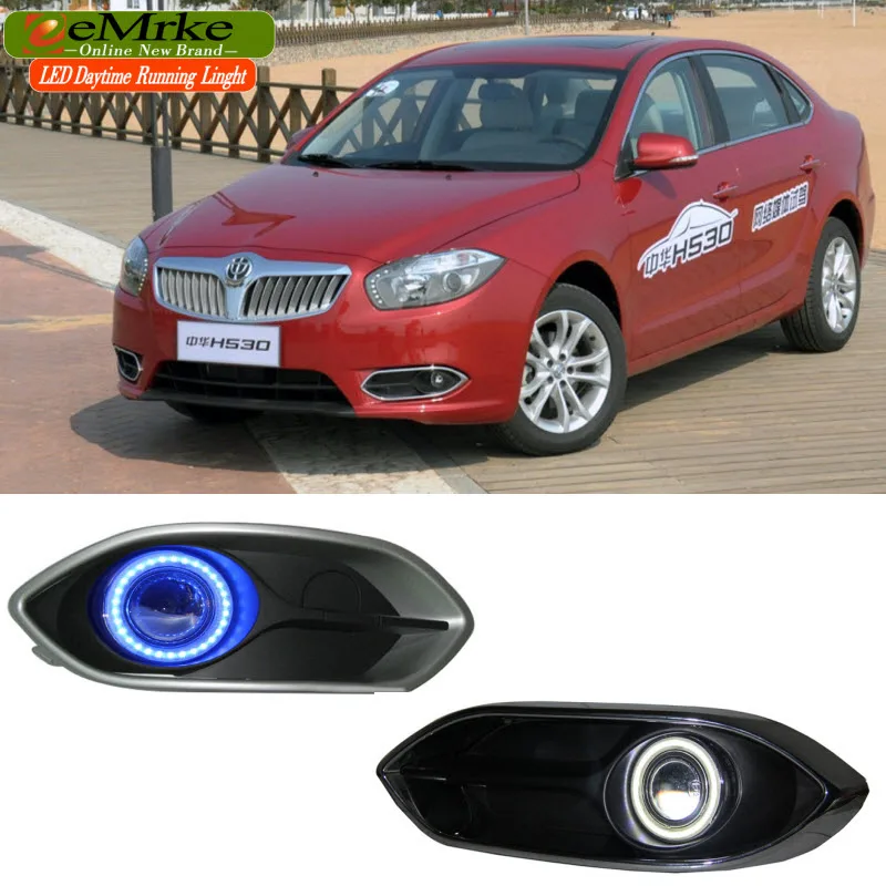 

EEMRKE For Brilliance H530 LED Angel Eye DRL H3 55W Halogen Yellow Fog Lights Lamp Daytime Running Light